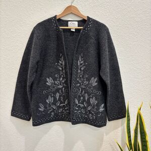 Linea by Louis Dell'Olio Gray Wool Embroidered Jacket Size Medium